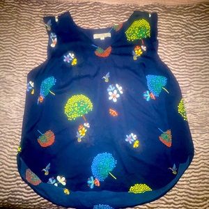 LOFT Sleeveless Blouse, Tank, Cami, Blue Floral